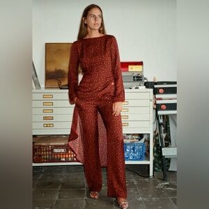 Amlul Southampton Espresso Printed Trousers EU 40 (US 8)